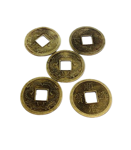 Chinesische Glücksmünzen 5 Stück je Ø 2,3cm  - Wohlstand und Glück