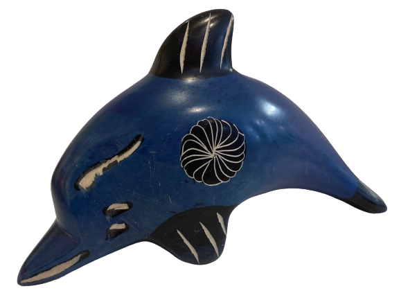 Speckstein Delphin , blau